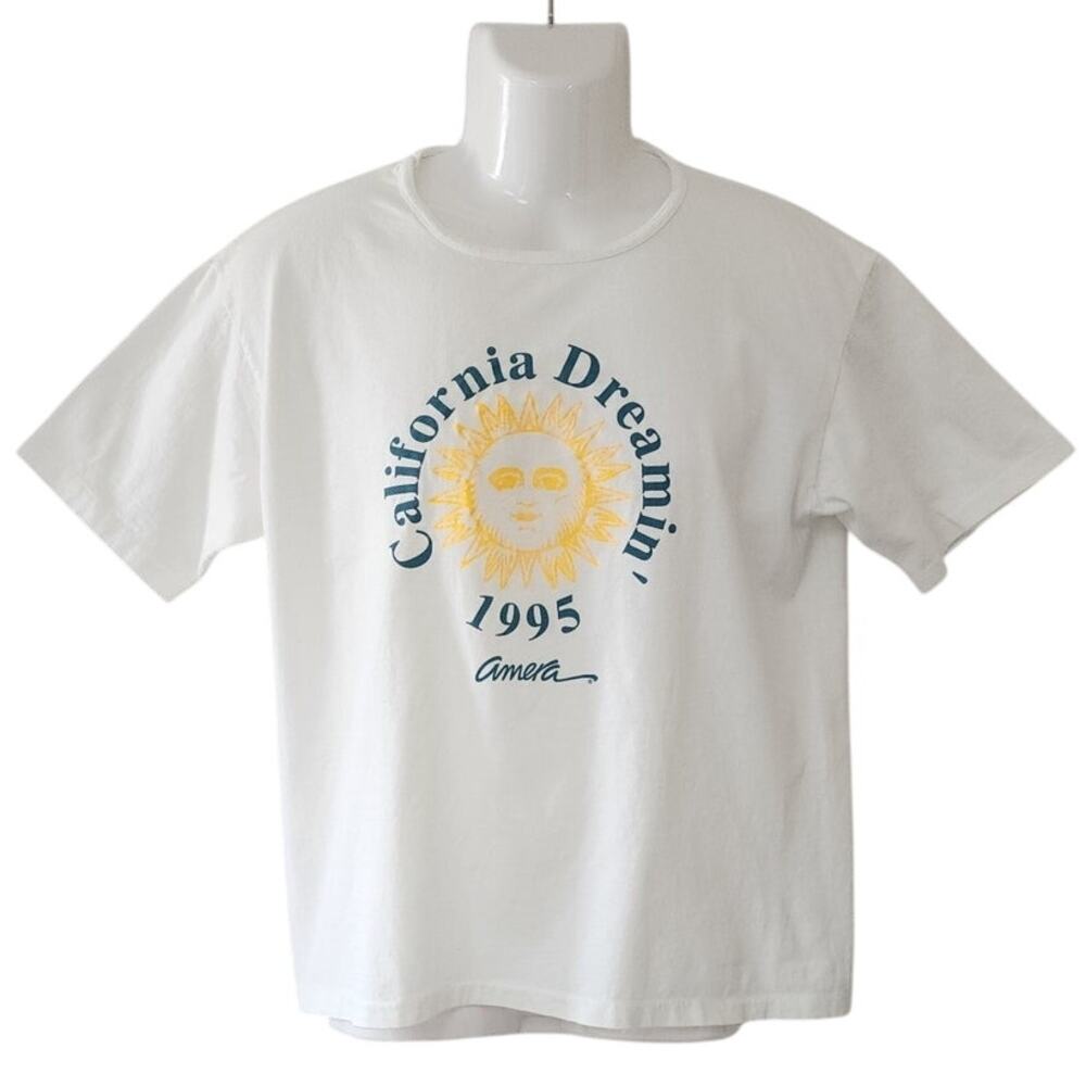 Vintage 1995 Amera California Dreaming Short Sleeve White t-shirt Women's Size L